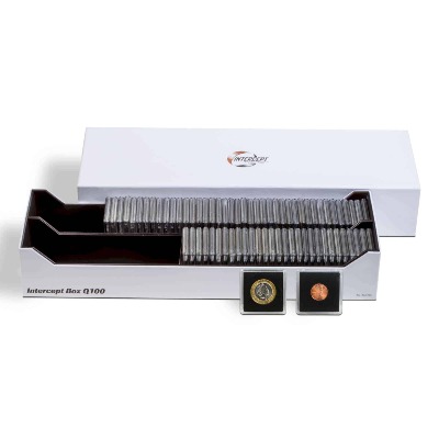 Intercept Q 100 Box for 100 QUADRUM Coin Capsules or approx 300 coin holders